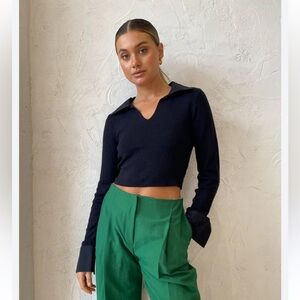 Bec+ Bridge Nina top cotton cashmere black long sleeve small